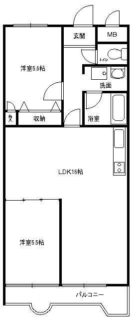 ジョイフル北町(2LDK/1階)の間取り写真