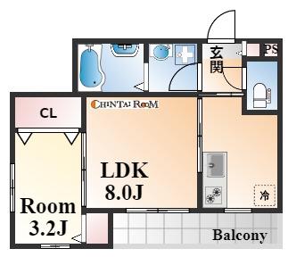 エハコ日暮通(1LDK/4階)の間取り写真