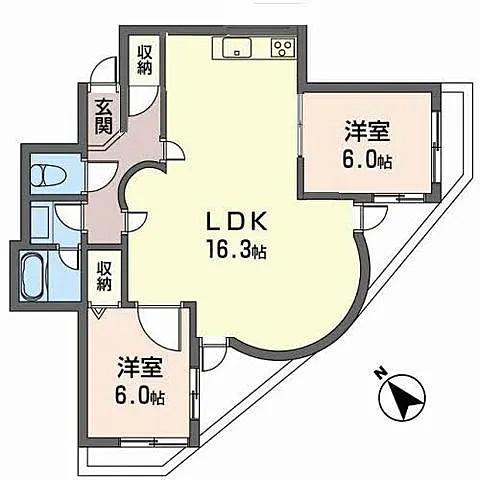 ミルプラトー甲子園(2LDK/3階)の間取り写真