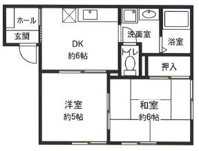 スカイハイツ(2DK/1階)の間取り写真