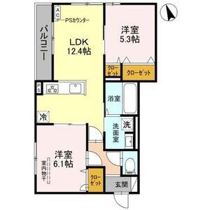 上甲子園廣和レジデンス(2LDK/3階)の間取り写真