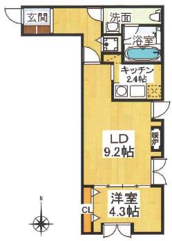 パラシオ御影(1LDK/2階)の間取り写真