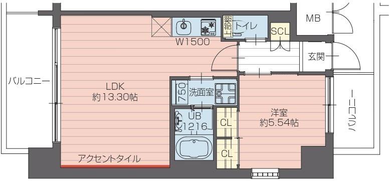 プレジオさくら夙川(1LDK/6階)の間取り写真