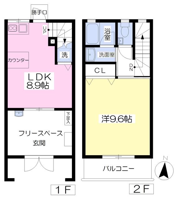 CASA MARE(2LDK/1階)の間取り写真