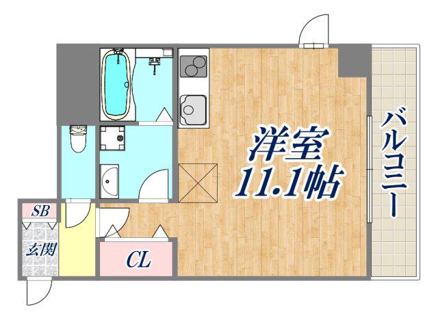 MAIN STAGE甲子園口(1K/3階)の間取り写真