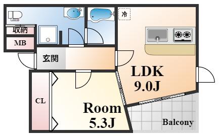 POCO A POCO 三宮ハイタワー(1LDK/6階)の間取り写真