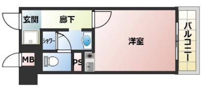 藤和シティホームズ灘(1K/5階)の間取り写真