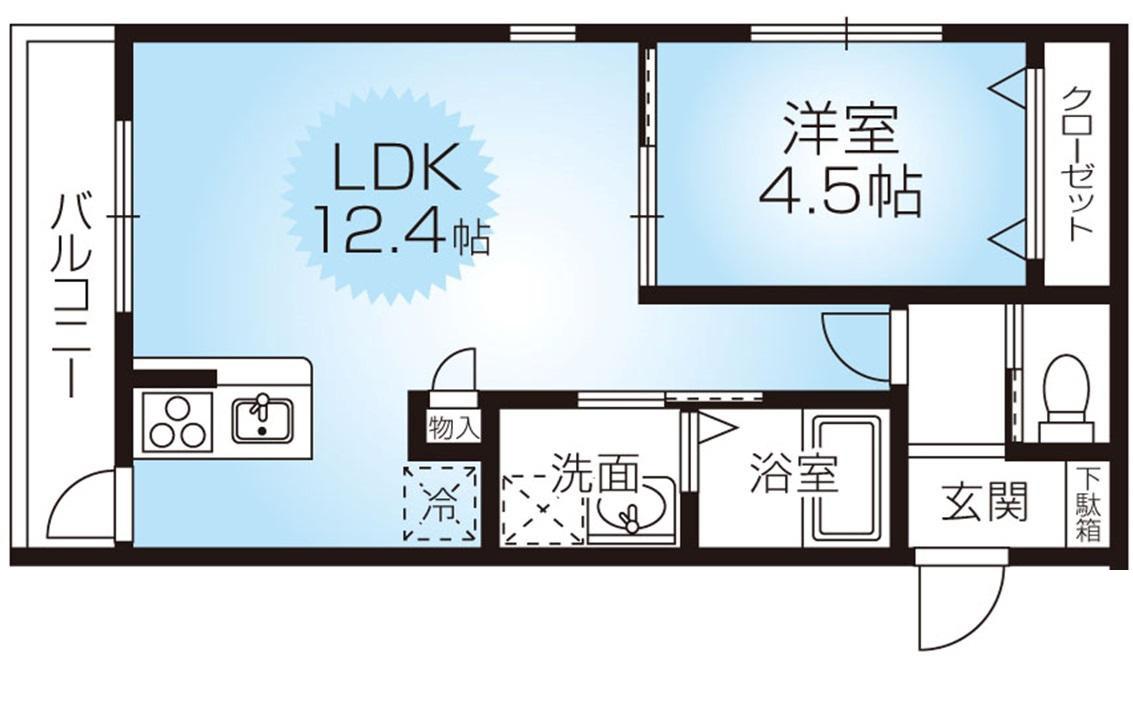 HCフラッツ国玉ガーデン(1LDK/1階)の間取り写真