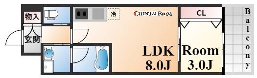 ハピネス六甲道(1LDK/4階)の間取り写真