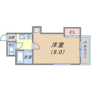 ヴァンクレールアキ(1K/2階)の間取り写真