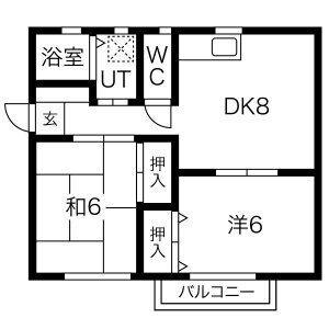 リビング六甲ウエスト(2DK/2階)の間取り写真