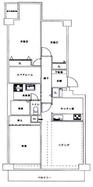 六甲グランドヒルズ(3LDK/3階)の間取り写真