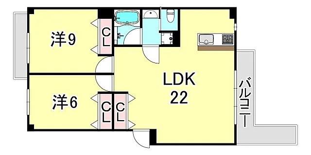 カナンハウス(2LDK/2階)の間取り写真