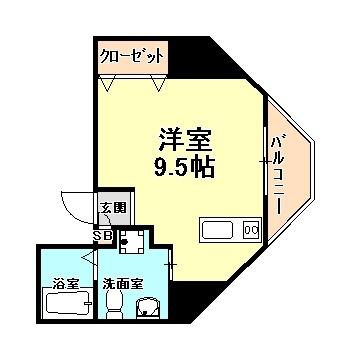 シティフラット六甲道(1K/4階)の間取り写真