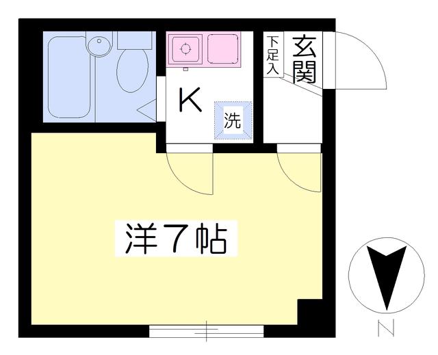 サンパレス21芦屋川Ⅱ(1K/1階)の間取り写真