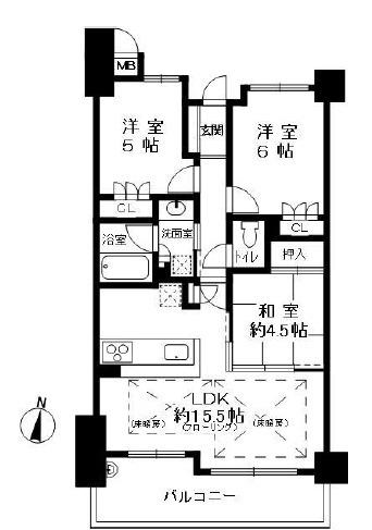 ローレルコート六甲記田町(3LDK/2階)の間取り写真
