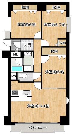 イトーピア三宮アーバンステージ(3LDK/10階)の間取り写真