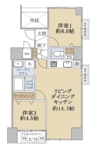 デリード神戸元町(2LDK/4階)の間取り写真
