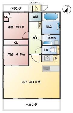 パルメーラ県庁前(2LDK/5階)の間取り写真