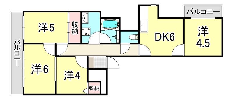 シャルマン王子公園2(4DK/2階)の間取り写真