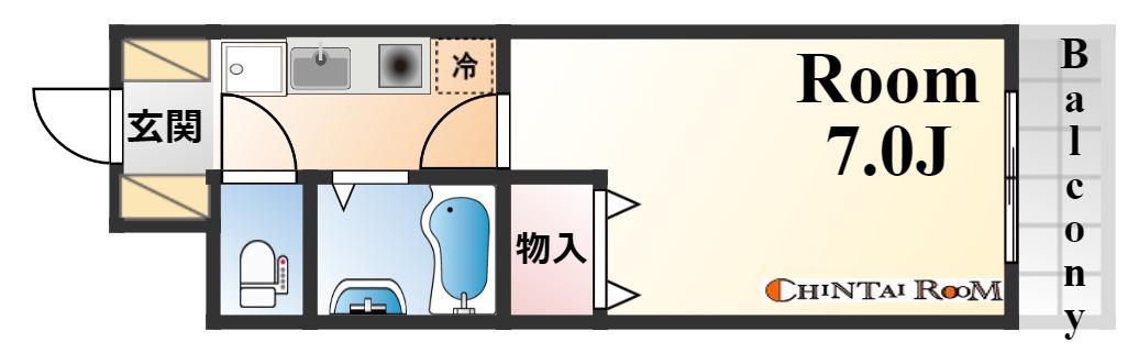 フローラル神戸(1K/6階)の間取り写真
