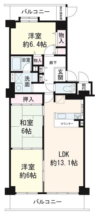 レジオン西宮(3LDK/3階)の間取り写真