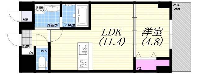 TRE LONTANO(1LDK/3階)の間取り写真