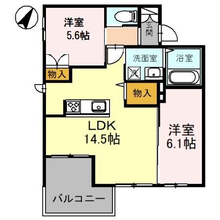 LOOP RECIDENCE(2LDK/3階)の間取り写真