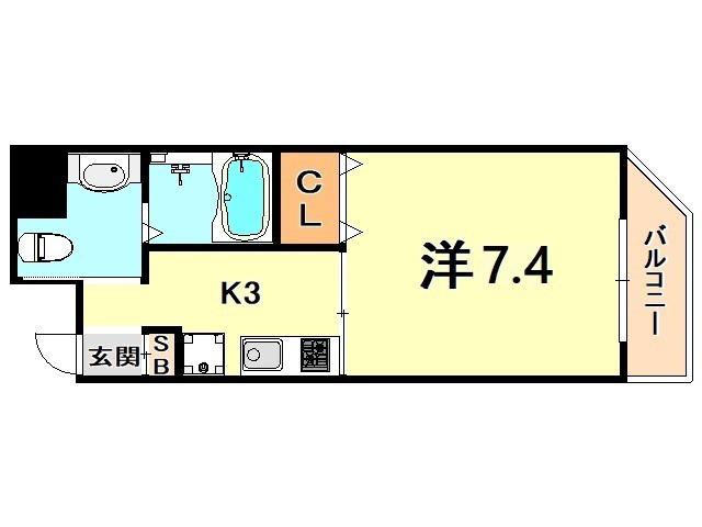 シティフラット六甲道(1K/2階)の間取り写真