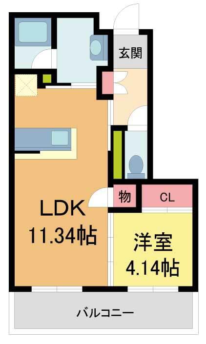 ALIBIO西宮北口(1LDK/1階)の間取り写真
