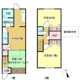 倉石通1丁目テラスハウス(3SLDK)の間取り写真