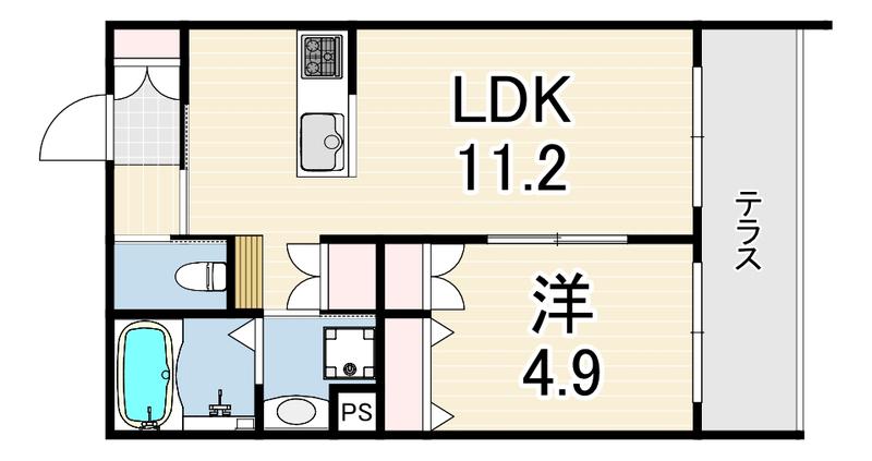 HEBEL GARDEN 松山町(1LDK/1階)の間取り写真