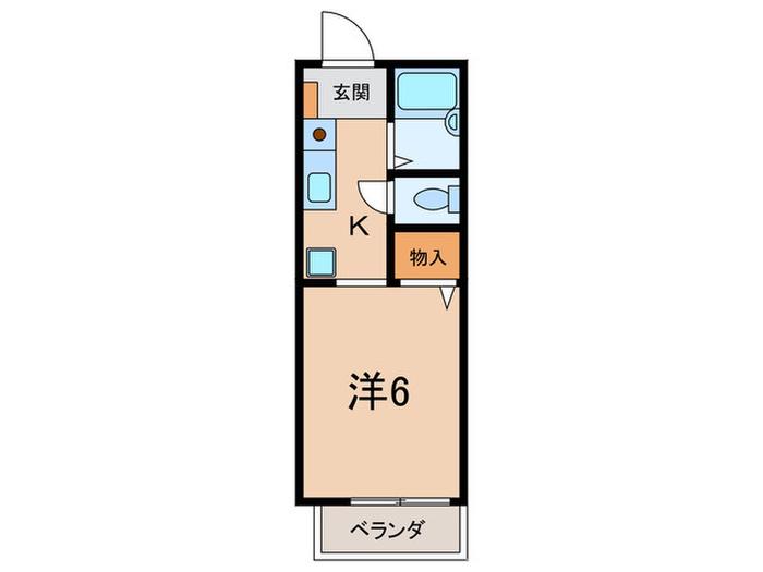 ディアス北町(1K/2階)の間取り写真