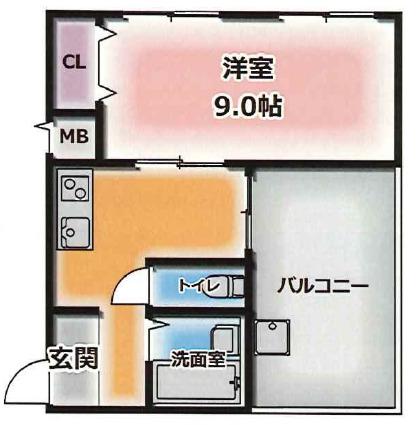 エスペランス・ドゥ・花隈(1DK/3階)の間取り写真
