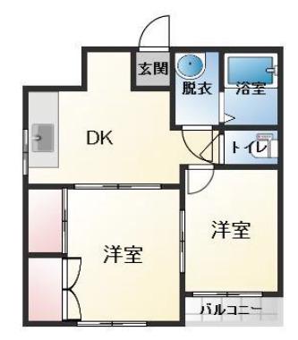 昴ビル(2DK/5階)の間取り写真