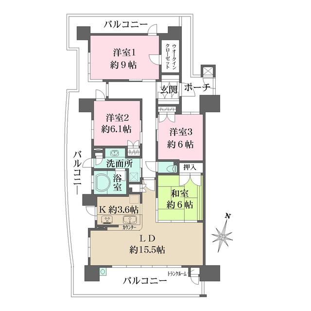 BRILLA 六甲アイランドブランズリビオ(4LDK/8階)の間取り写真