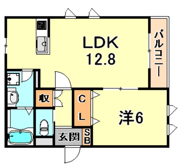 ネオメゾン東灘(1LDK/1階)の間取り写真