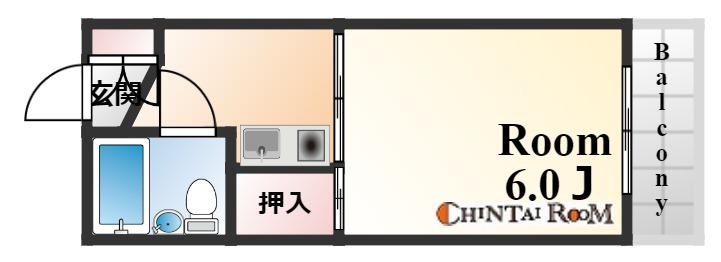 第5香川ハイツ(1K/2階)の間取り写真