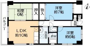 六甲ブランドニュー(3LDK/6階)の間取り写真