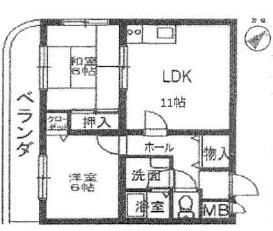 アンビエンスガーデン(2LDK/2階)の間取り写真