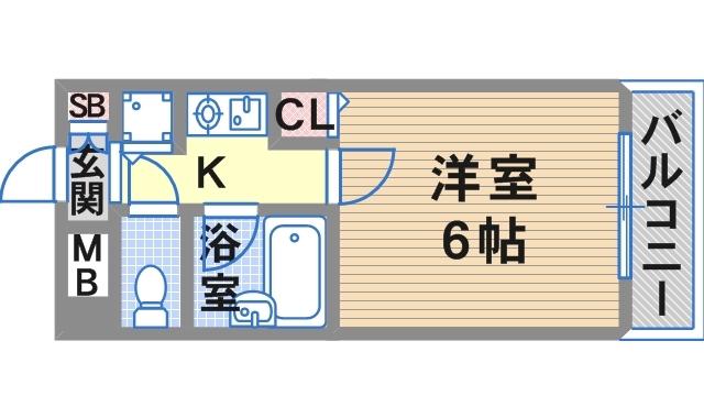 シャトラン新神戸(1K/3階)の間取り写真