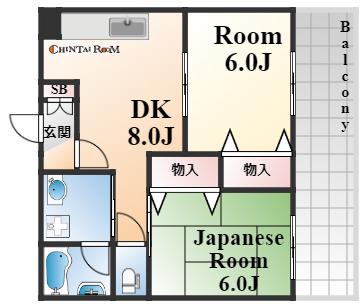 フローラハイツ六甲(2LDK/1階)の間取り写真