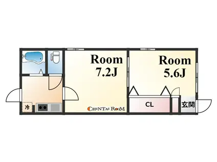 下山手ハイツ(2K/1階)の間取り写真
