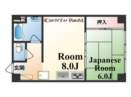 マンション板倉(1LDK/4階)の間取り写真