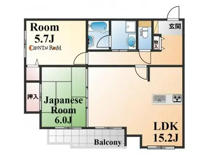 エクサーグ六甲(2LDK/4階)の間取り写真