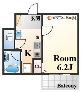 レジデンス六甲3(1K/3階)の間取り写真