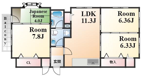 フュゲハウス(3LDK/2階)の間取り写真
