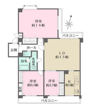 サンシャイン御影(3LDK/3階)の間取り写真