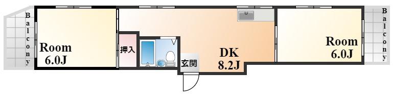 KMSコート(2DK/2階)の間取り写真