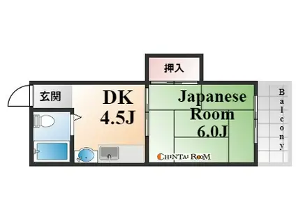 宝ビル(1DK/4階)の間取り写真